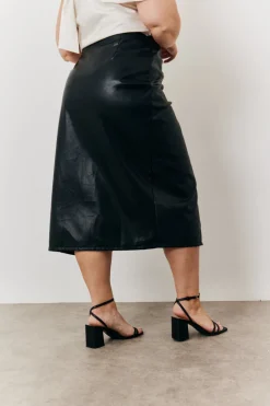 Faux Leather Wrap Skirt