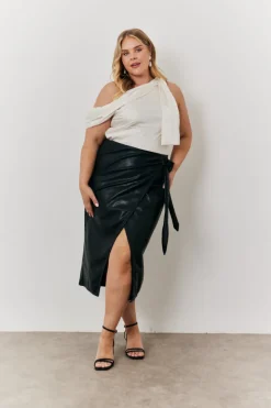 Faux Leather Wrap Skirt