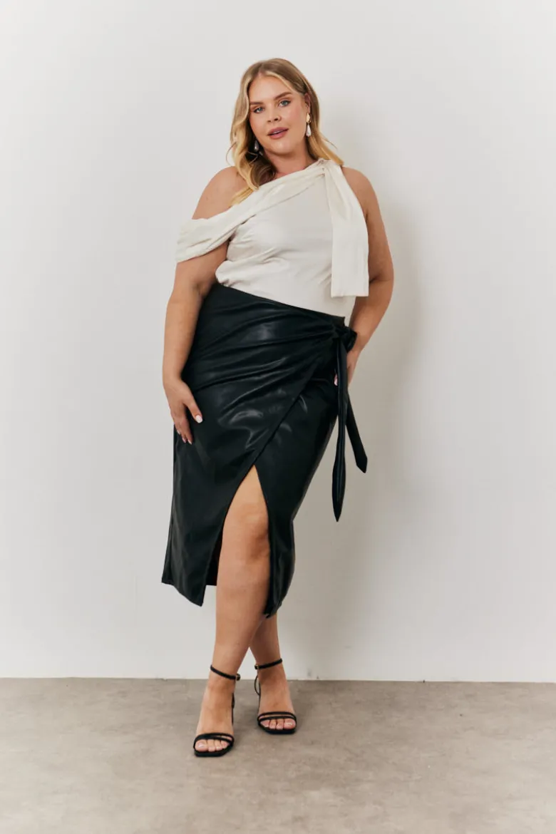 Faux Leather Wrap Skirt