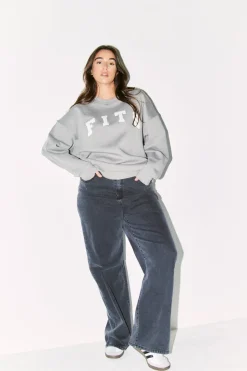 Fits Slogan Knitted Crew Neck Sweatshirt