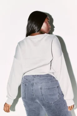 Fits Slogan Knitted Crew Neck Sweatshirt