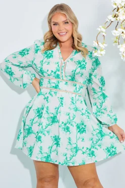 Floral Broderie Trim Mini Skater Dress