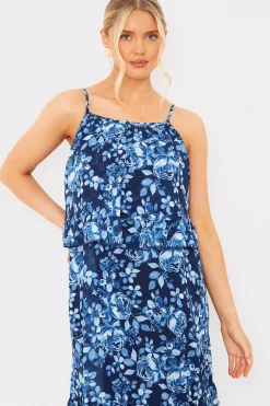 Floral Chiffon Tiered Frill Detail Midaxi Dress