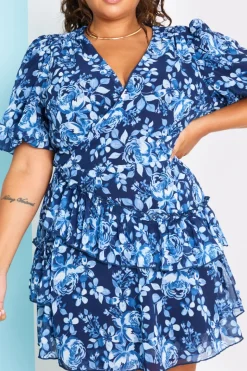 Floral Chiffon Wrap Detail Mini Dress