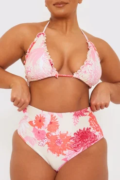 Floral Print High Waisted Bikini Bottom