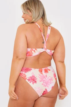 Floral Print Multiway Strap Ring Detail Bikini Top