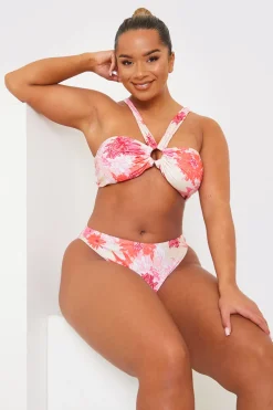 Floral Print Multiway Strap Ring Detail Bikini Top