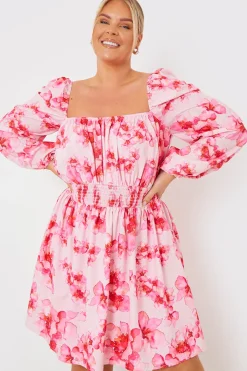 FLORAL SHIRRED WAIST MINI DRESS