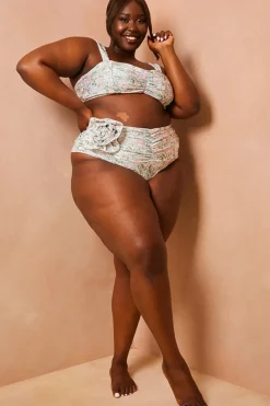 Floral So Perfect High Waisted Ruched Bikini Bottoms