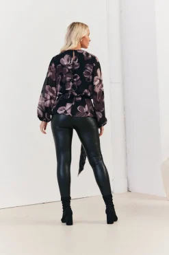 Floral Tie Waist Blouse