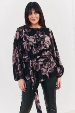 Floral Tie Waist Blouse
