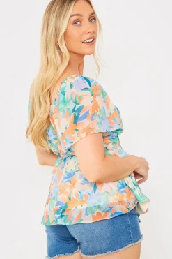 Floral Wrap Blouse