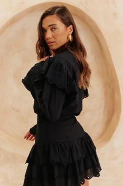 Frill Crochet Detail Co Ord Blouse
