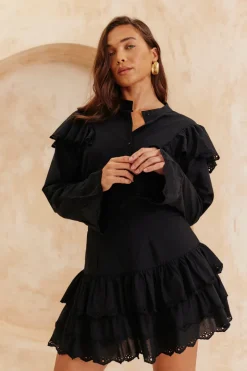Frill Crochet Detail Co Ord Blouse