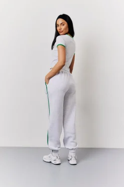 Grey Marl Fits Side Stripe Cuffed Co-Ord Jogger