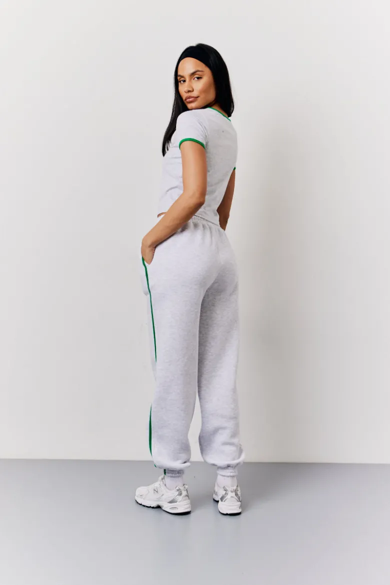 Grey Marl Fits Side Stripe Cuffed Co-Ord Jogger