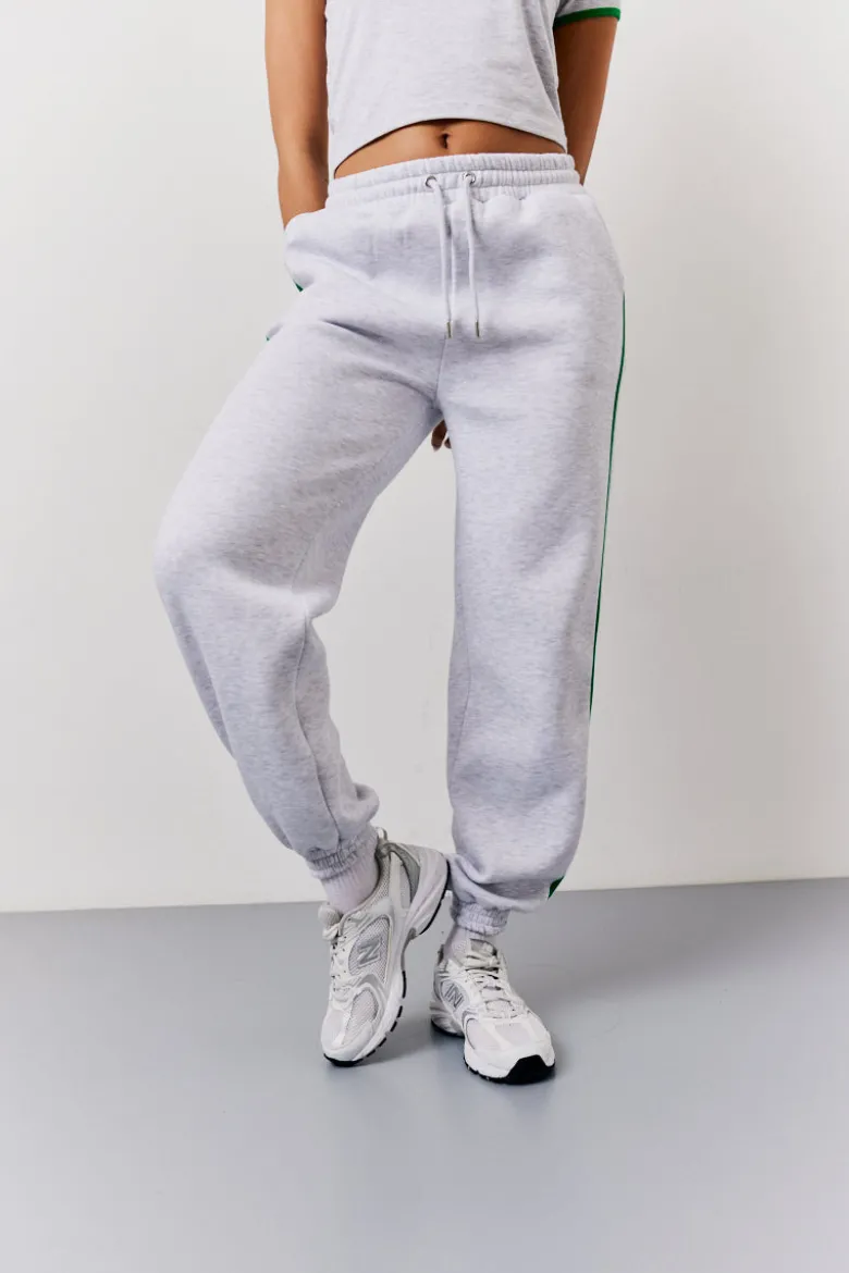 Grey Marl Fits Side Stripe Cuffed Co-Ord Jogger