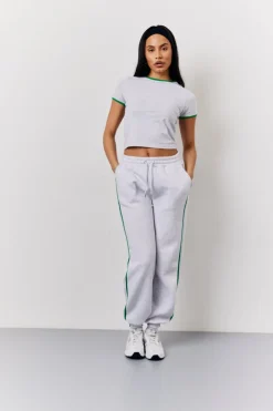 Grey Marl Fits Side Stripe Cuffed Co-Ord Jogger