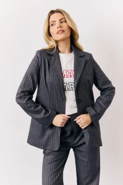 Grey Pinstripe Tailored Blazer