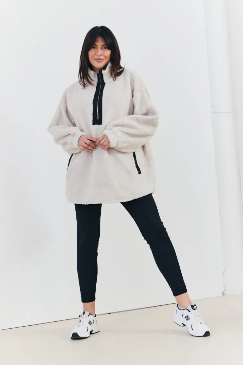 Half Zip Borg Pull Over Jacket