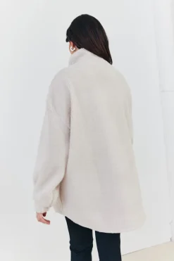 Half Zip Borg Pull Over Jacket