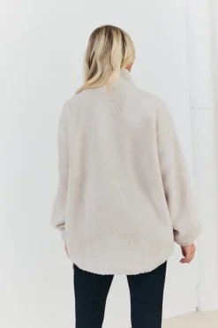 Half Zip Borg Pull Over Jacket