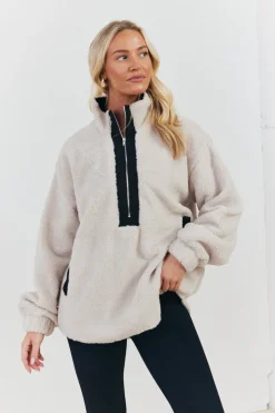 Half Zip Borg Pull Over Jacket