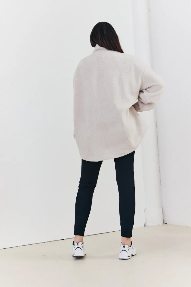 Half Zip Borg Pull Over Jacket
