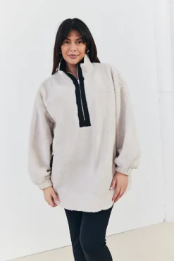 Half Zip Borg Pull Over Jacket
