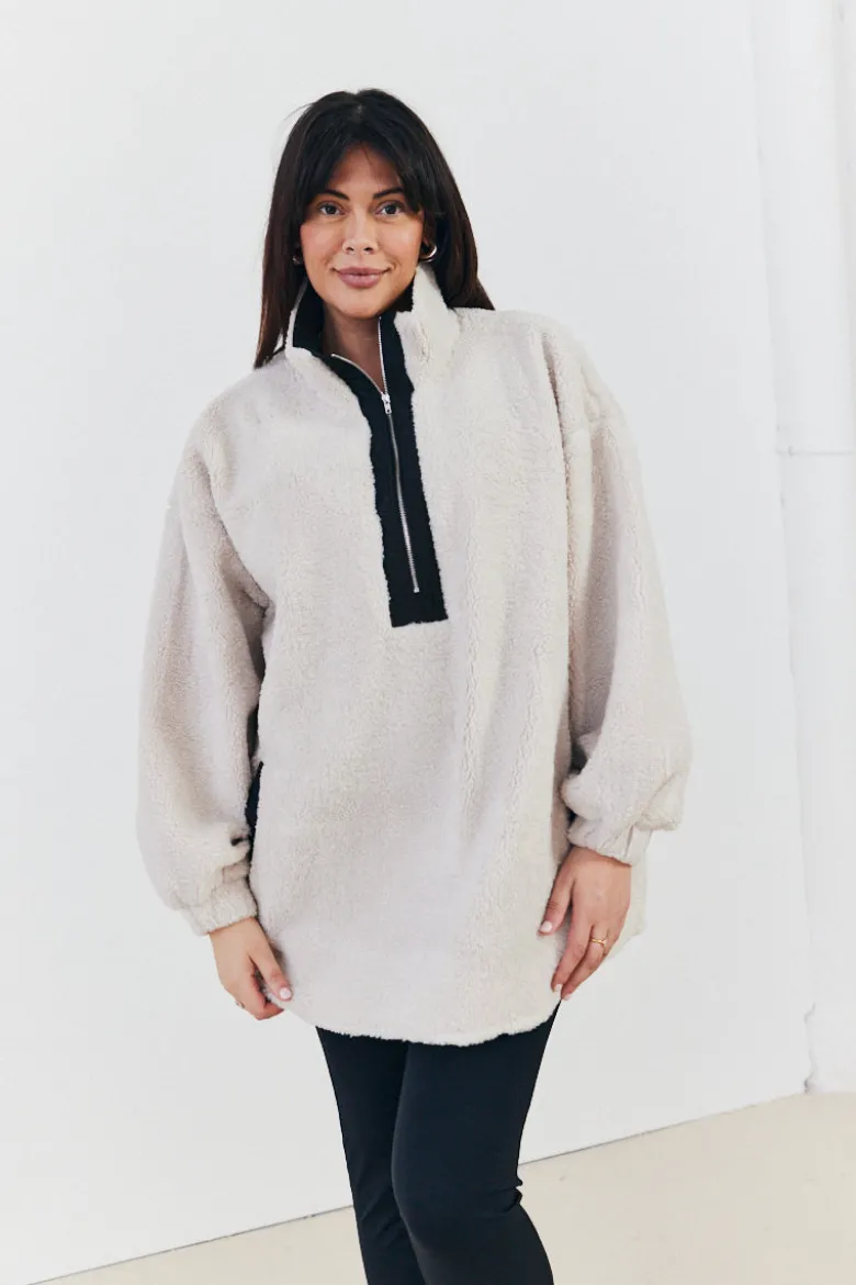 Half Zip Borg Pull Over Jacket