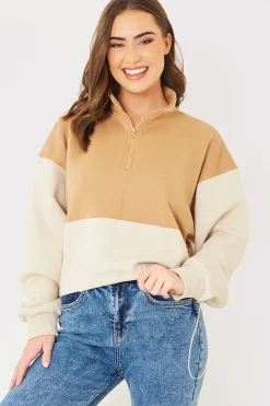 Half Zip Colour Block Toggle Sweat