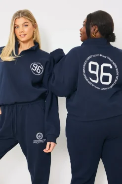 Half Zip '96' Printed Toggle Sweater