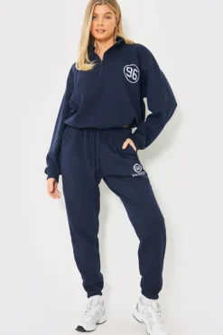 Half Zip '96' Printed Toggle Sweater