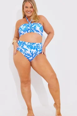 Halter Neck Tropical Print Bikini Top