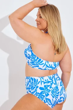 Halter Neck Tropical Print Bikini Top