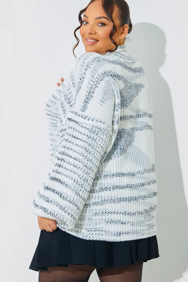 High Neck Frill Sleeve Knit Jumper