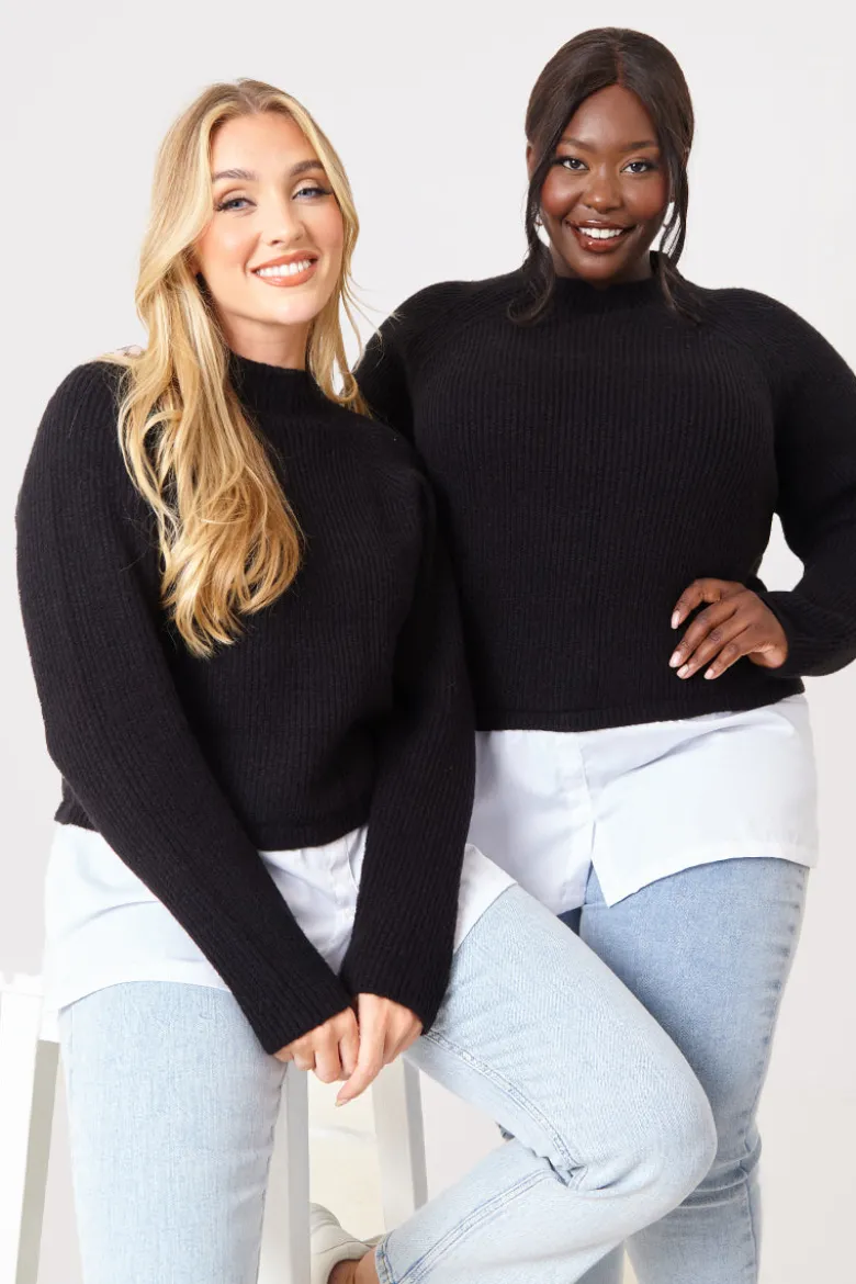 High Neck Shirt Contrast Jumper