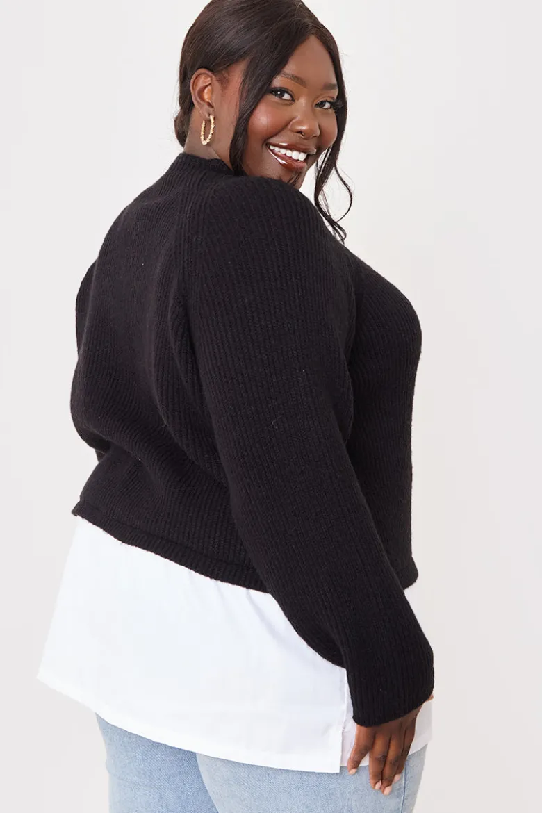 High Neck Shirt Contrast Jumper