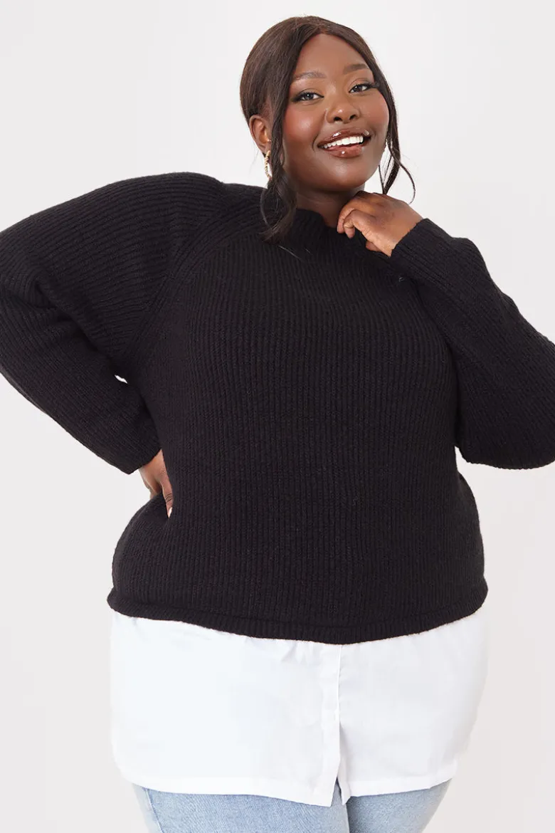 High Neck Shirt Contrast Jumper