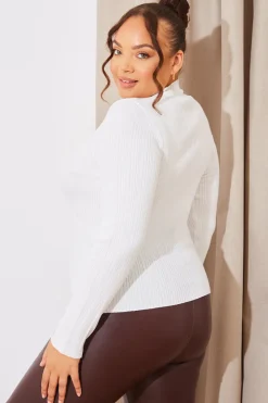 High Neck Variegated Rib Knit Top