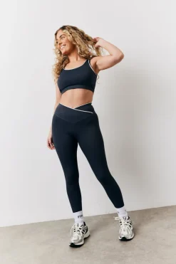 Indigo Blue Contrast Piping Co-Ord Wrap Leggings