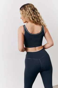 Indigo Blue Contrast Piping Co-Ord Sports Bra