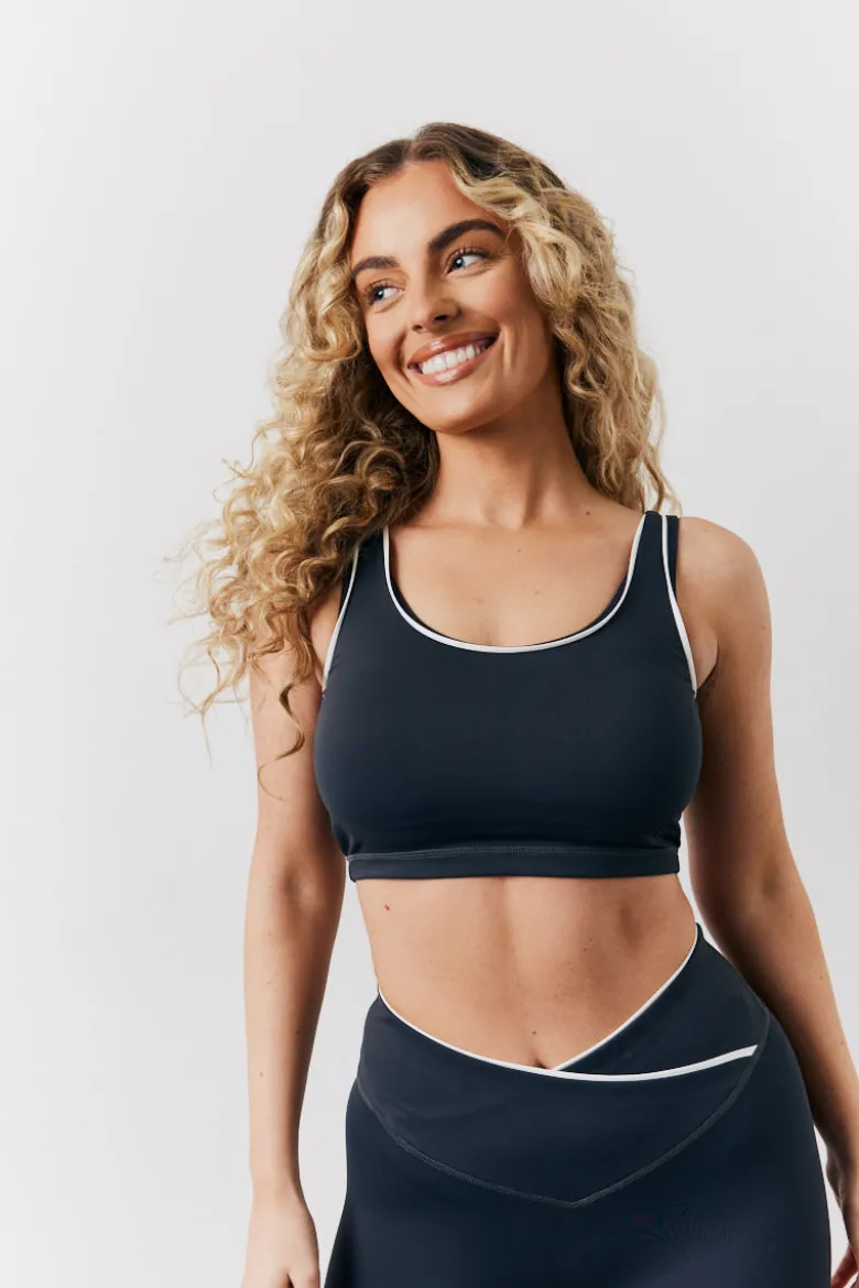 Indigo Blue Contrast Piping Co-Ord Sports Bra