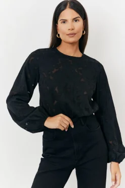 Jacquard Balloon Sleeve Bodysuit