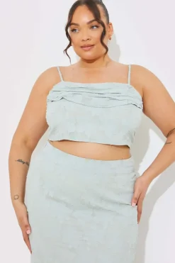 Jacquard Draped Cami Co-Ord Crop Top