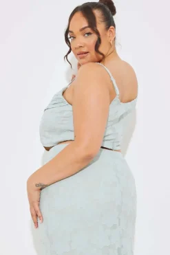 Jacquard Draped Cami Co-Ord Crop Top