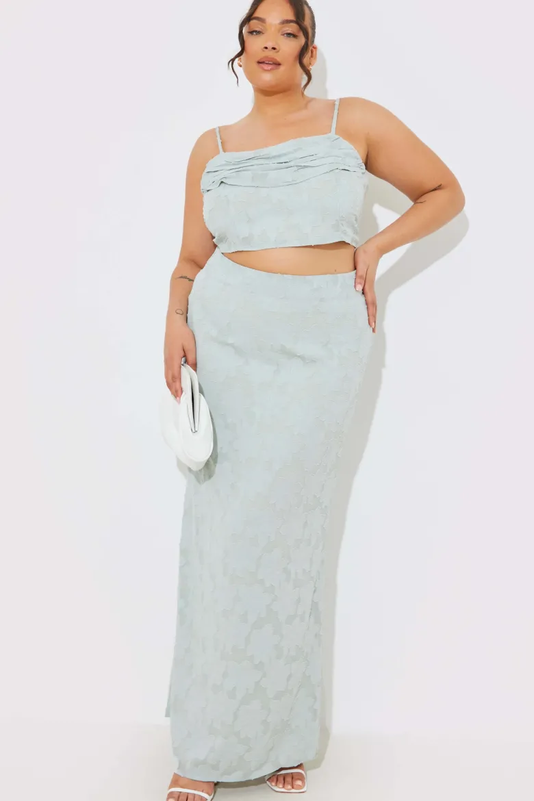 Jacquard Draped Cami Co-Ord Crop Top