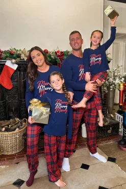 Kids 'Merry' Tartan Print Matching Family PJ Set