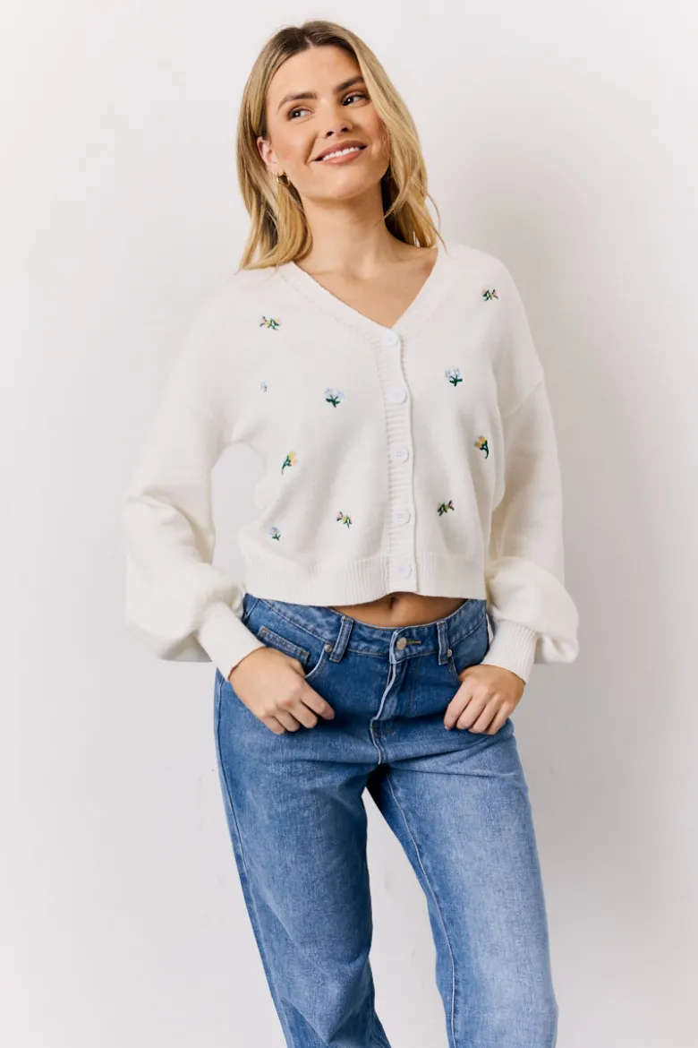 Knitted Embroidered Cardigan