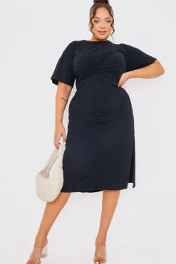 Knot Front T-Shirt Split Hem Dress
